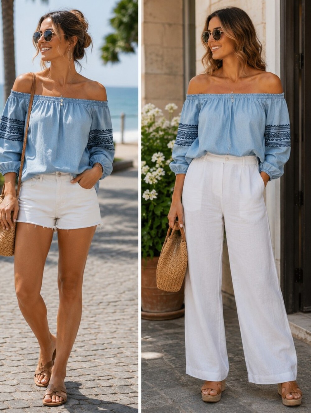 GAP OFF SHOULDERS EMBROIDERED TOP 💙💙